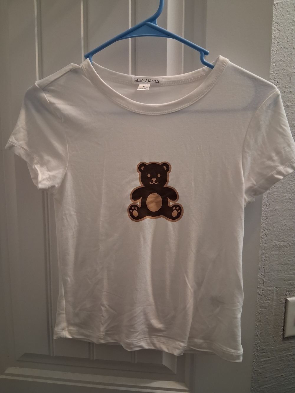 Riley & James Kids White Tee with Brown Bear Graphic